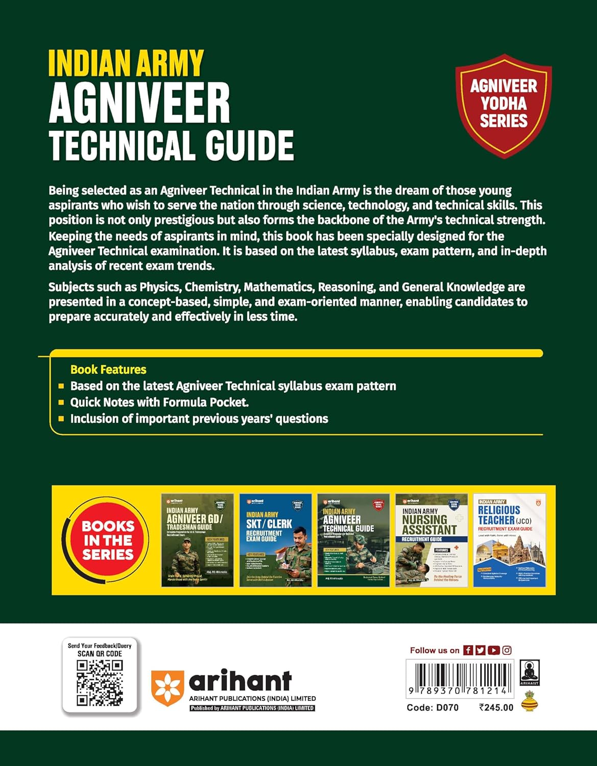 Arihant Indian Army Agniveer Technical 2026 Exam Guide English Medium By Major RD Ahluwalia