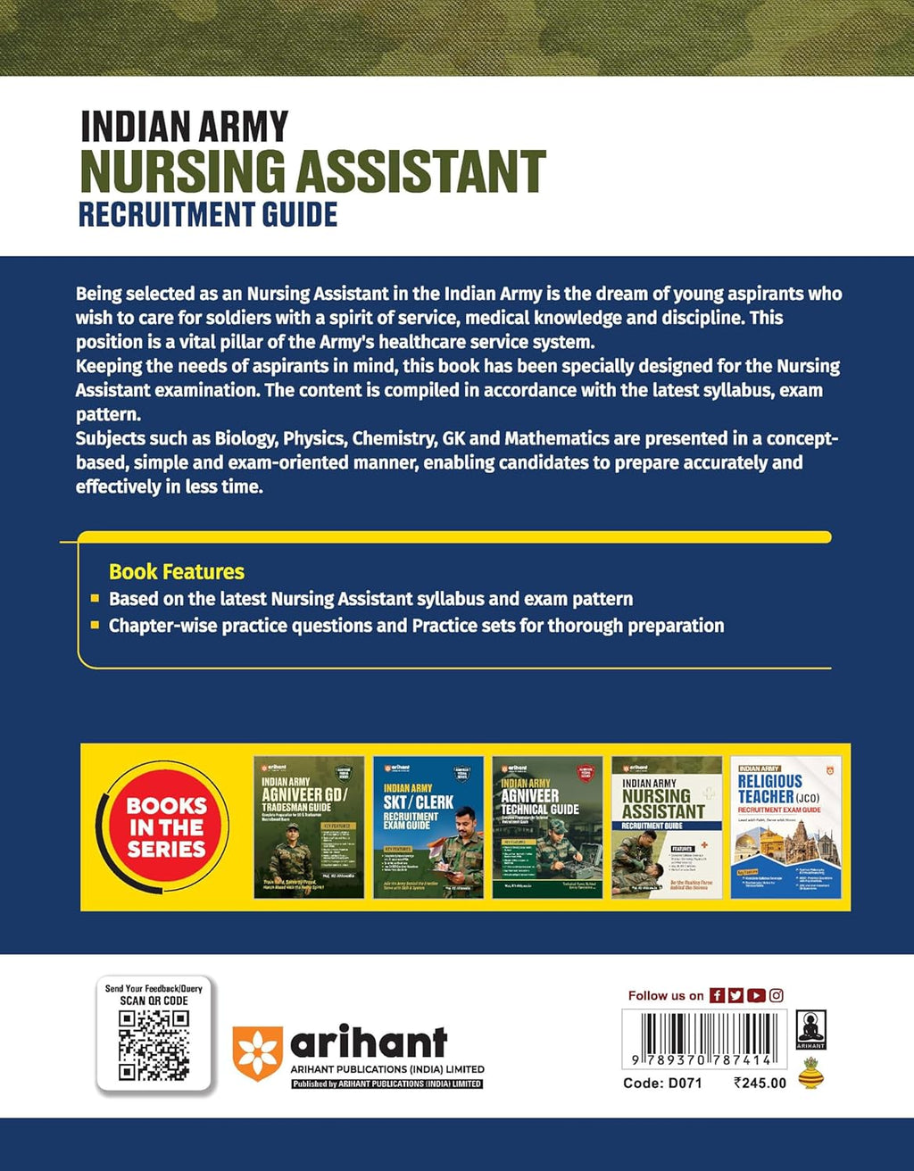 Arihant Indian Army Nursing Assistant 2026 Recruitment Guide English Medium By Major RD Ahluwalia
