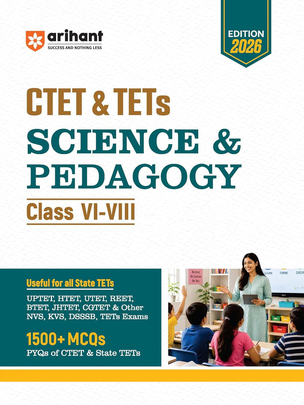 Arihant CTET and TETs 2026 Science and Pedagogy English Medium for Class 6 to 8 Junior Level Teacher Exam
