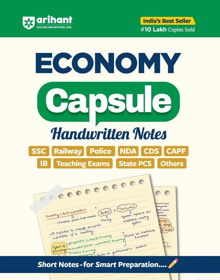 Arihant Economy Capsule Handwritten Notes English Medium for SSC Railway Police NDA CDS CAPF IB Teaching Exams State PCS and Other Exams