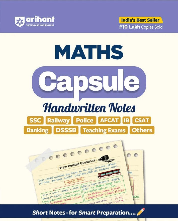 Arihant Maths Capsule Handwritten Notes English Medium for SSC Railway Police NDA CDS CAPF IB Teaching Exams State PCS and Other Exams