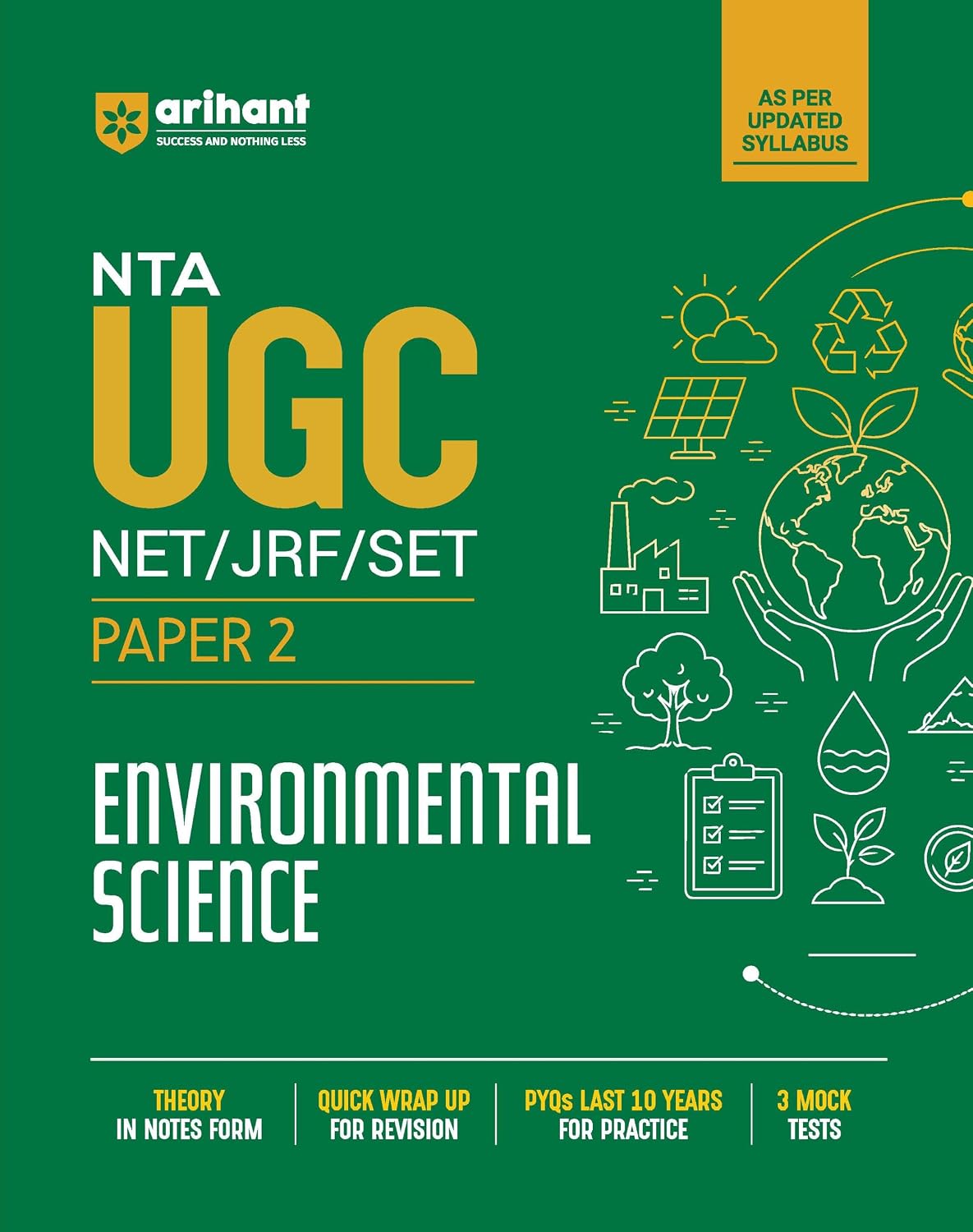 Arihant NTA UGC NET JRF SET Exam Environmental Science Paper 2 Complete Study Guide as per Updated Syllabus Theory Notes Quick Revision PYQs Last 10 Years for Practice and 3 Mock Tests 