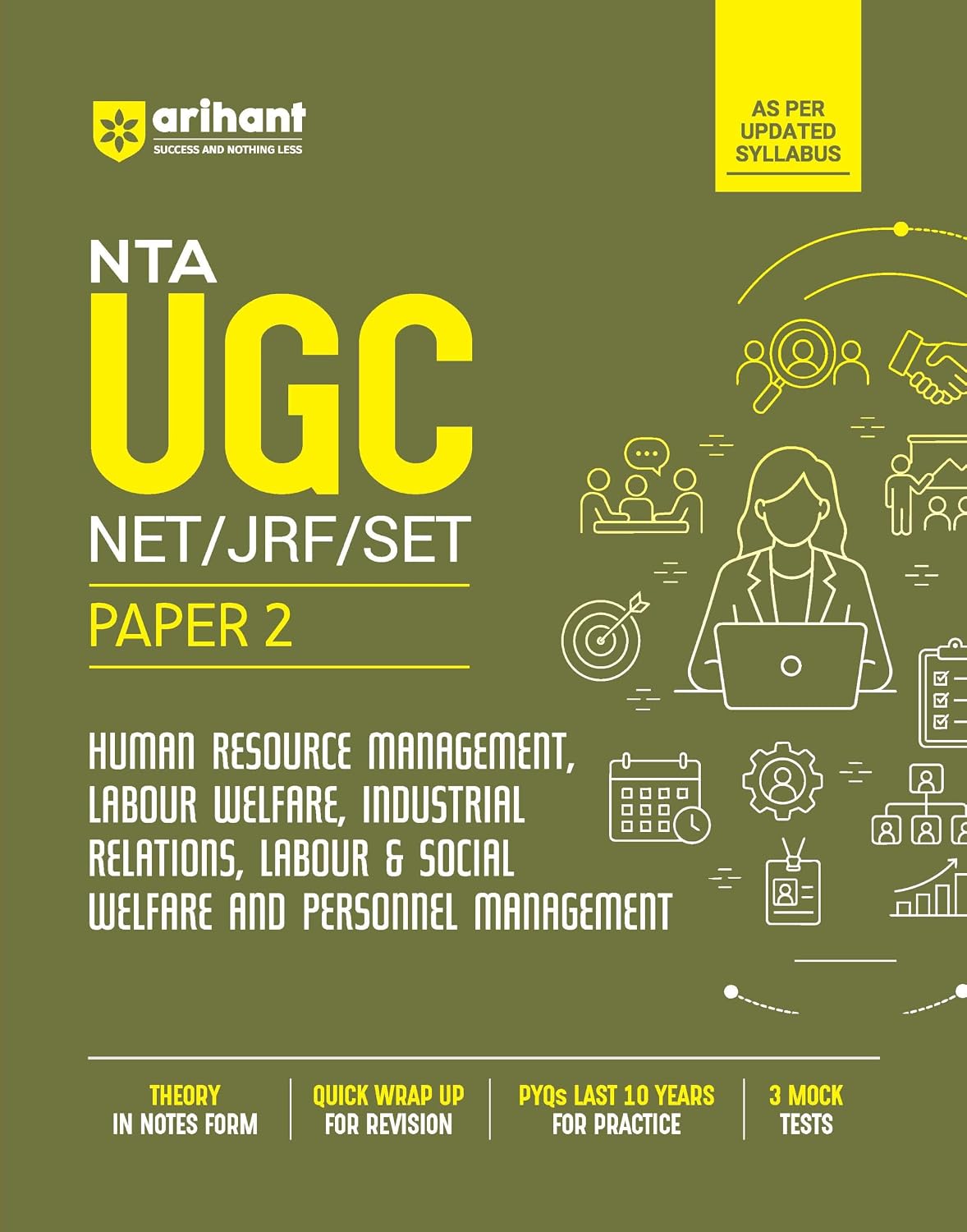 Arihant NTA UGC NET JRF SET Exam Human Resource Management and Labour Welfare Paper 2 Complete Study Guide IR Social Welfare and Personal Mgmt Notes 10 Years PYQs and 3 Mock Tests