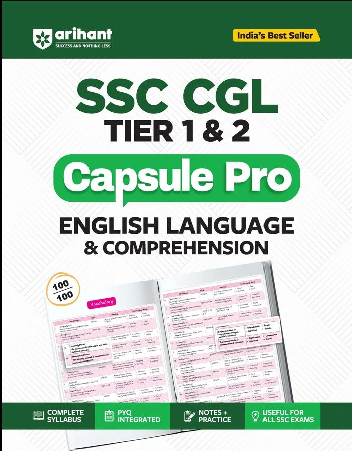  Arihant SSC CGL Tier 1 and 2 English Language and Comprehension Capsule Pro Notes Complete Syllabus PYQ Integrated Notes and Practice Useful for All SSC Exams