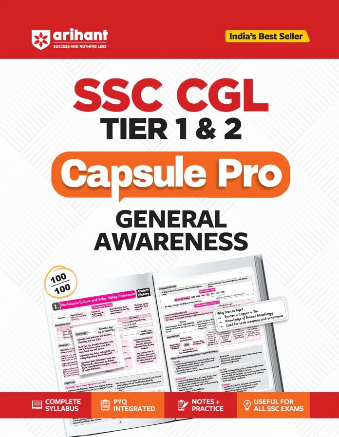 Arihant SSC CGL Tier 1 and 2 General Awareness Capsule Pro Notes Complete Syllabus PYQ Integrated Notes and Practice Useful for All SSC Exams