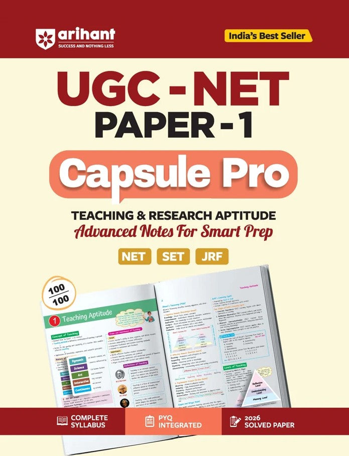 Arihant UGC NET JRF SET Paper 1 Capsule Pro Teaching and Research Aptitude Complete Syllabus PYQs and 2026 Solved Paper Advanced Notes for Smart Prep