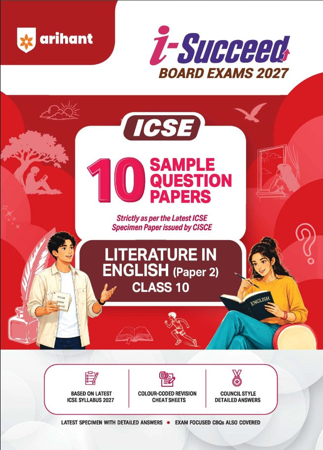 Arihant i Succeed ICSE 10 Sample Question Papers Class 10 English Paper 2 Exam 2027 Colour Coded Revision Cheat Sheets Council Style Detailed Answers Mind Maps for Last Minute Revision Based on ICSE Syllabus 2027