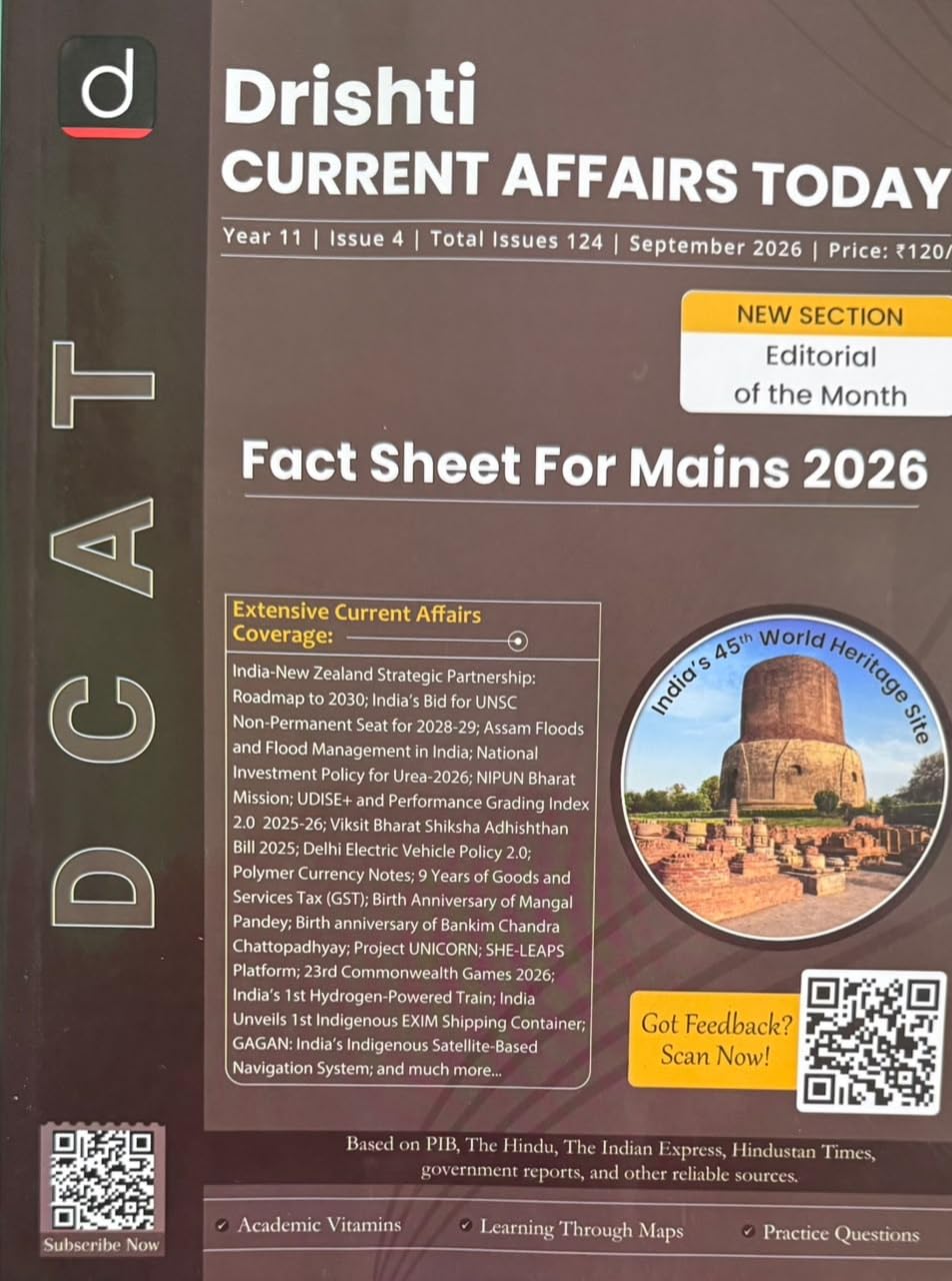 Drishti Current Affairs Today September 2026 English Monthly Magazine Fact Sheet For Mains 2026