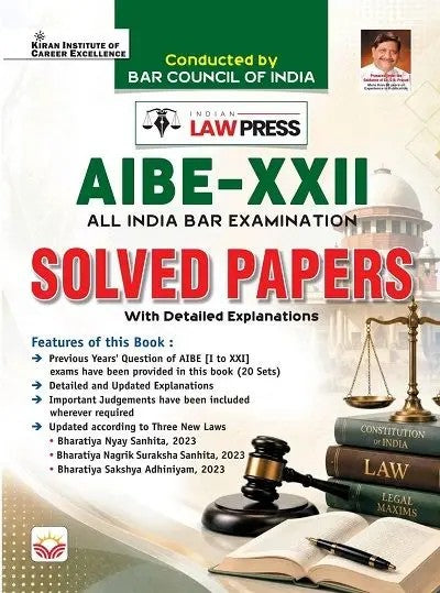  Kiran AIBE XXII All India Bar Examination Solved Papers By Indian Law Press 2026 Edition English Medium K 6200