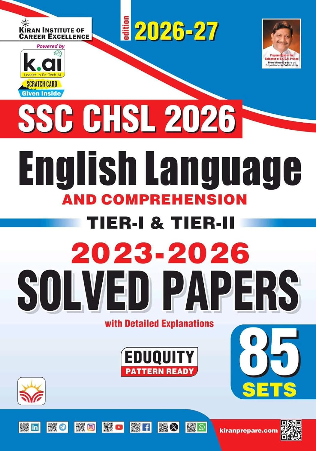Kiran SSC CHSL English Language and Comprehension Tier 1 and Tier 2 Solved Papers 2026 2027 Edition English Medium K 6224