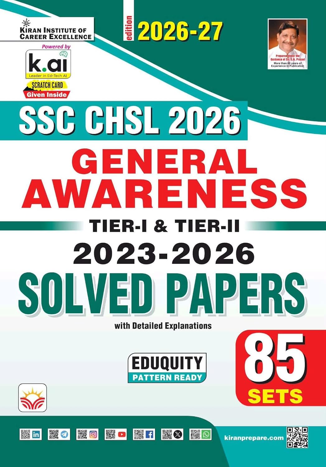 Kiran SSC CHSL General Awareness Tier 1 and Tier 2 Solved Papers Eduquity Pattern Ready 2026 2027 Edition English Medium K 6226