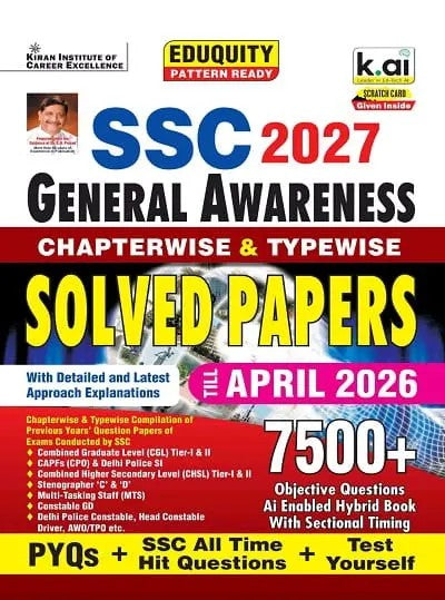Kiran SSC General Awareness and Typewise PYQs Eduquity Pattern Ready with Latest Approach Explanations PYQs + SSC All Time Hit and Test Yourself Total 7500+ Questions English Medium K 6014