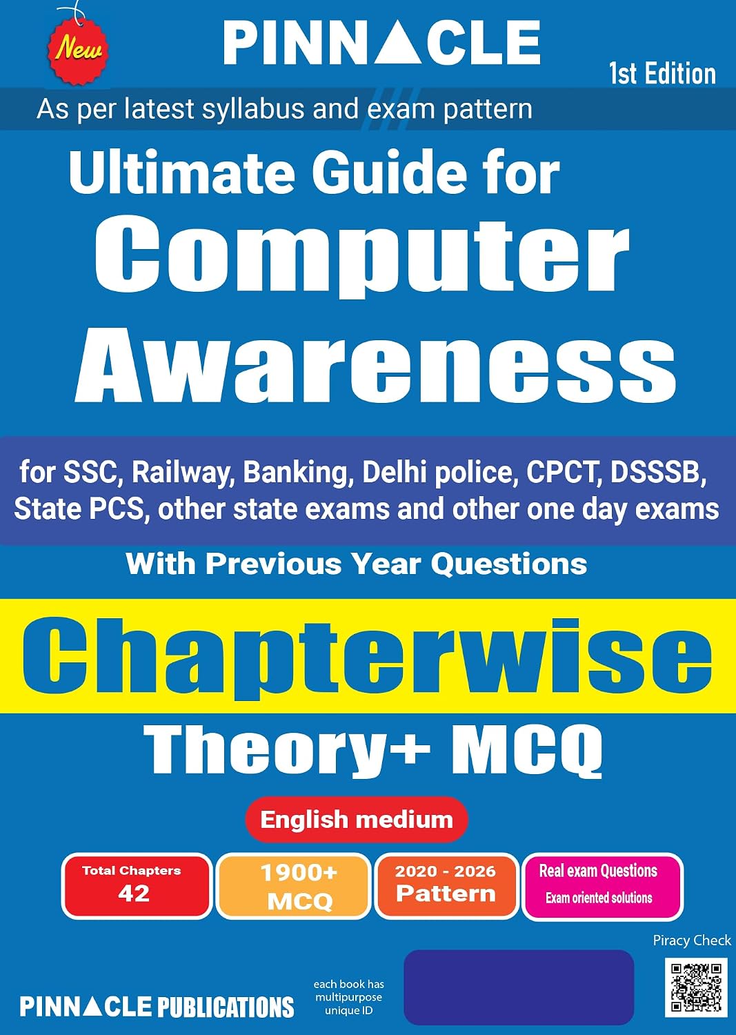  Pinnacle Ultimate Guide for Computer Awareness 2026 2027 English Medium Chapterwise Theory 1900+ MCQs and PYQs For SSC Railway Banking Delhi Police CPCT DSSSB State PCS and Other One-Day Exams 