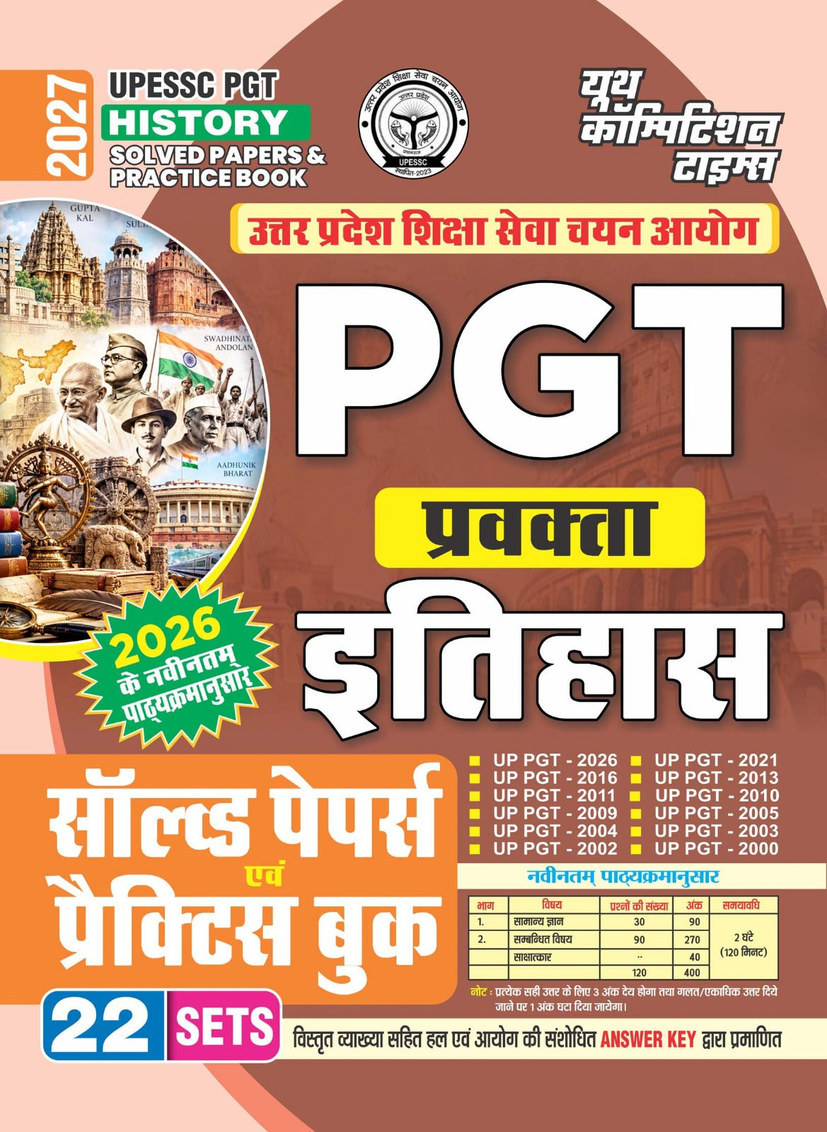 Youth UPESSC PGT LECTURER History 2027 Solved Papers and Practice Book 22 Sets Hindi Medium